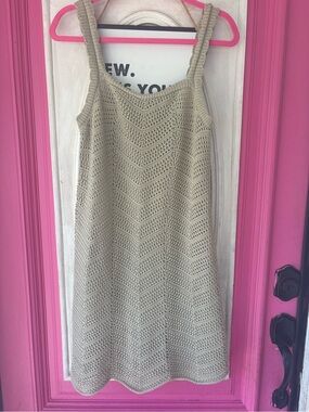 a new day Beige Crochet Tank Mini Dress